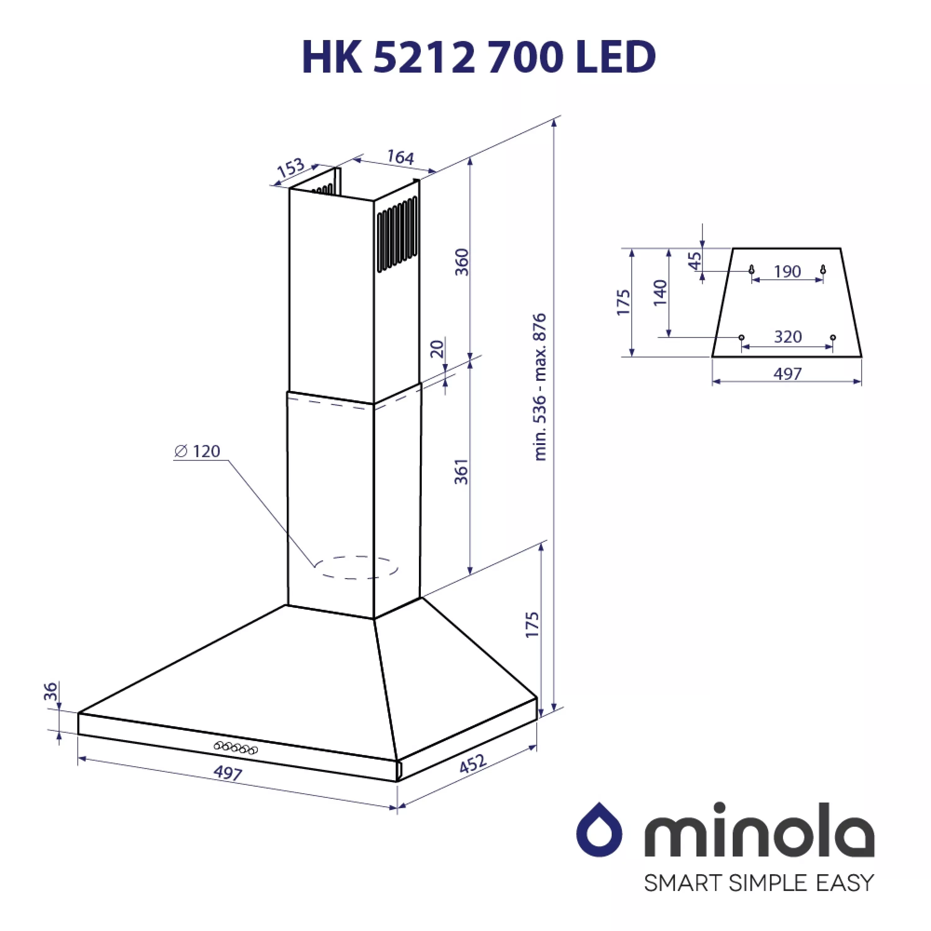 Витяжка купольна Minola HK 5212 BR 700 LED - зображення 11