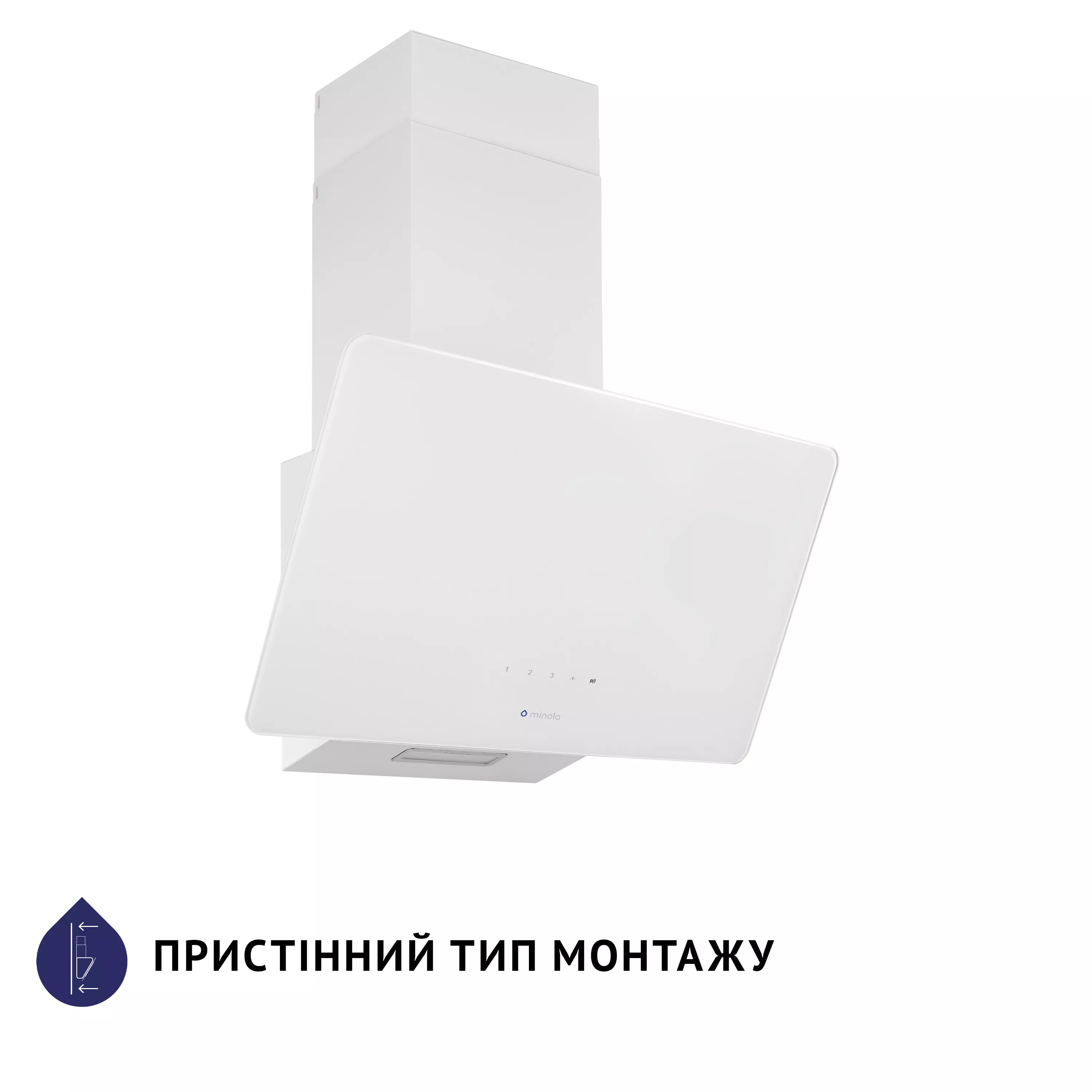 Витяжка декоративна похила Minola HVS 6224 WH 700 LED - зображення 2