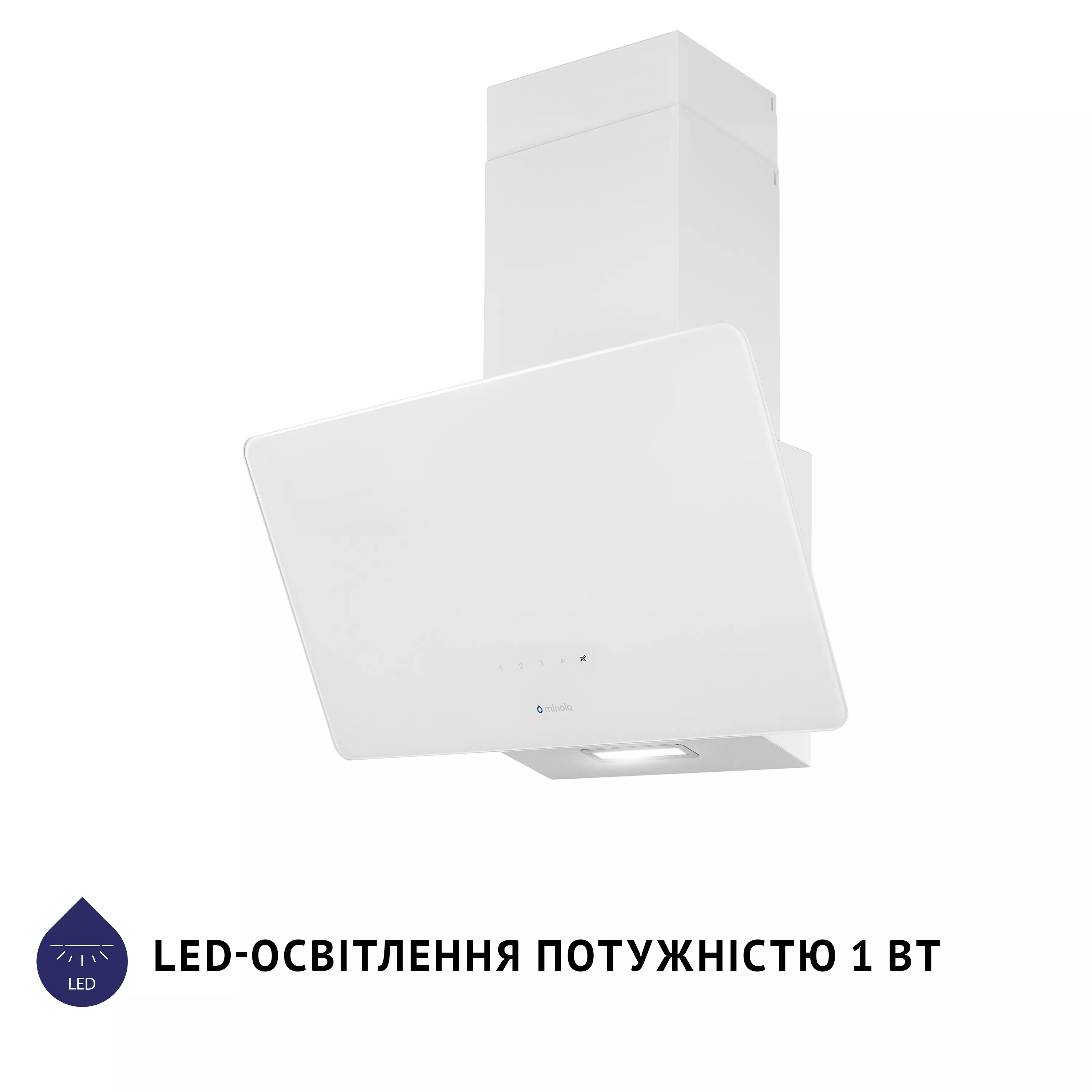 Витяжка декоративна похила Minola HVS 6224 WH 700 LED - зображення 3