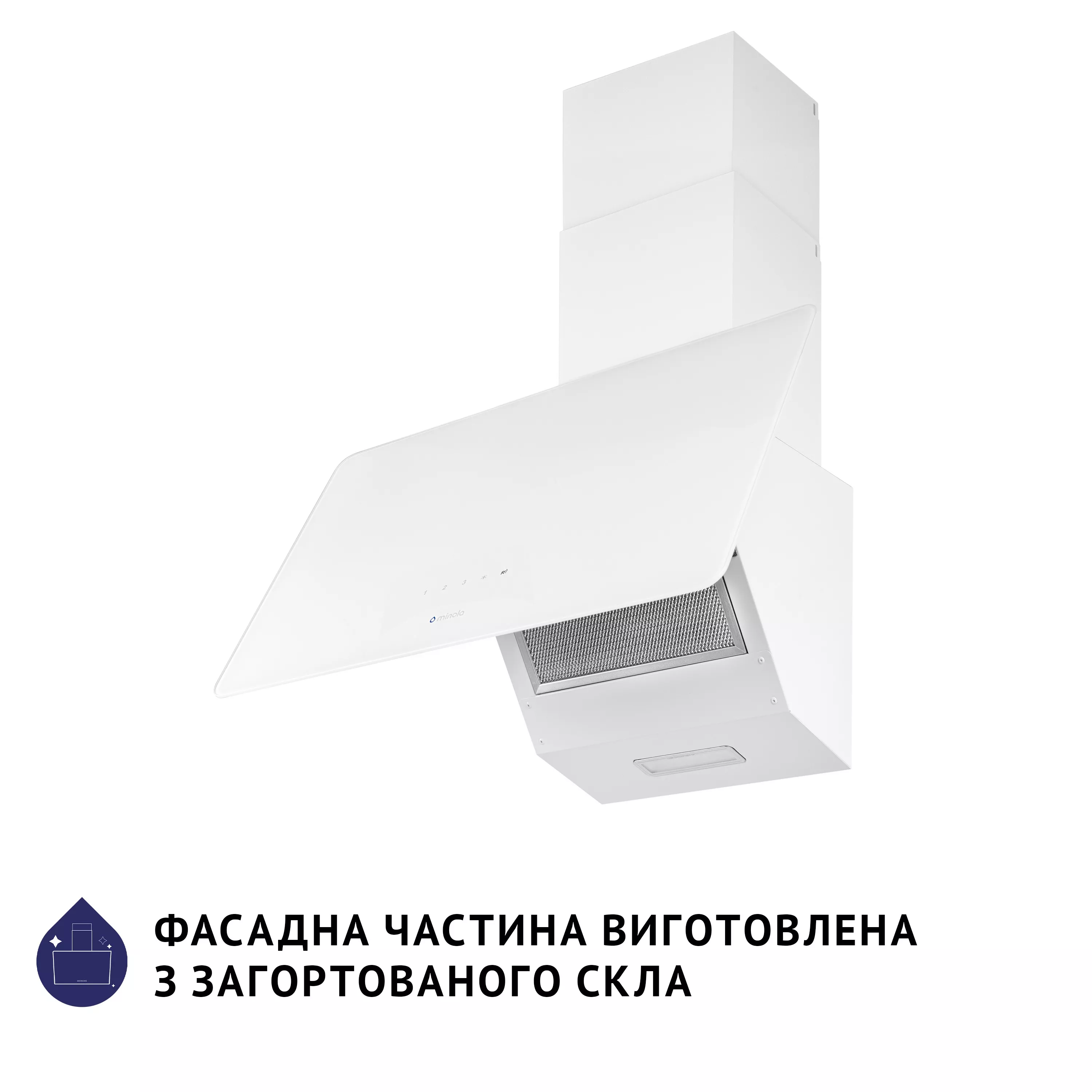 Витяжка декоративна похила Minola HVS 6224 WH 700 LED - зображення 4