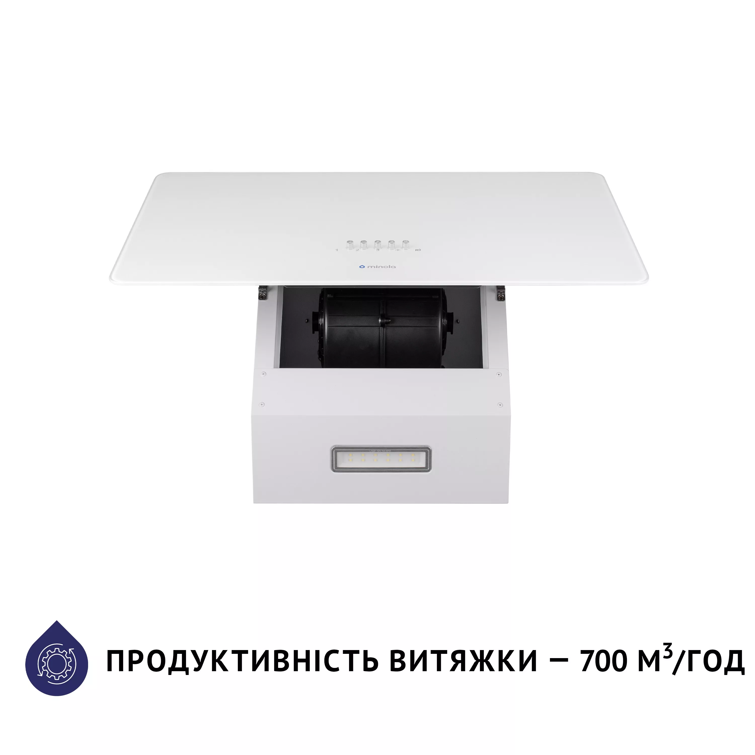 Витяжка декоративна похила Minola HVS 6224 WH 700 LED - зображення 5