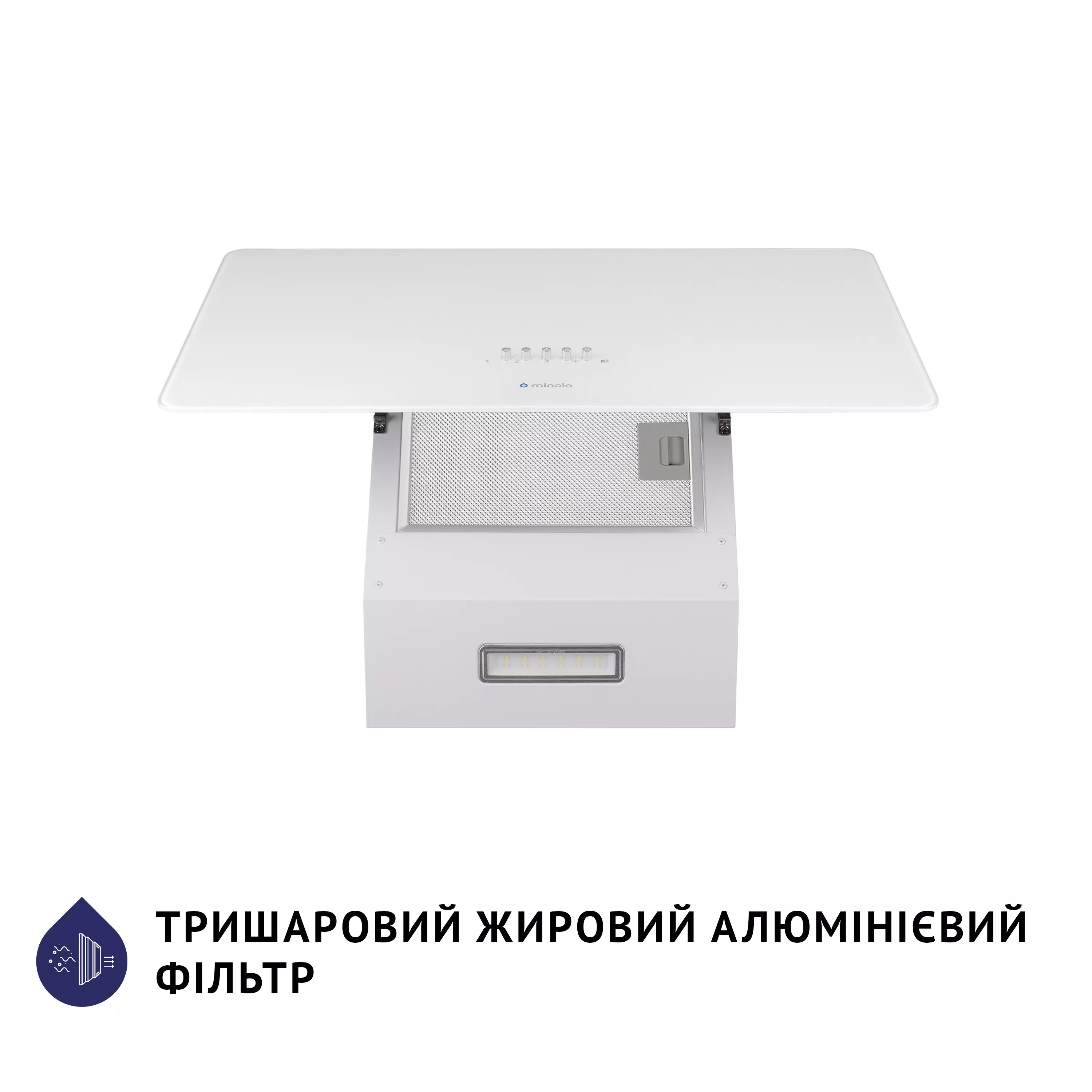 Витяжка декоративна похила Minola HVS 6224 WH 700 LED - зображення 6