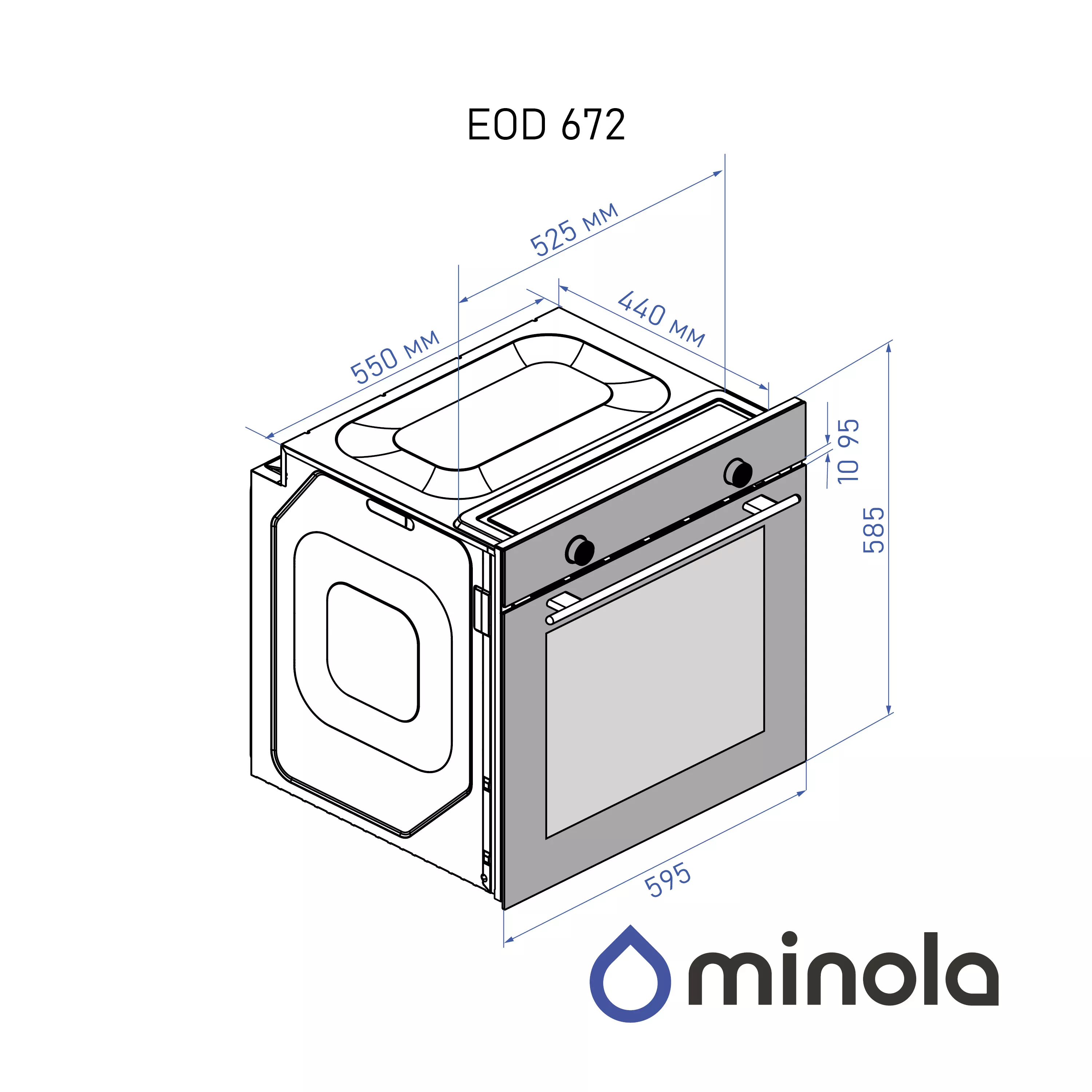 Minola 5905538402867 - зображення 3 Духова шафа електрична Minola EOD 672 BL - зображення 3