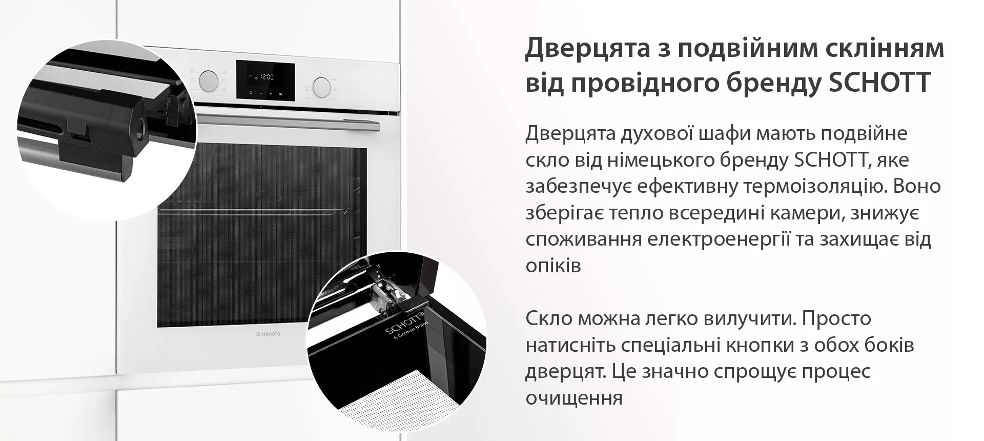 Дверцята з подвійним склінням від провідного бренду Schott Minola EOD 675 WHITE